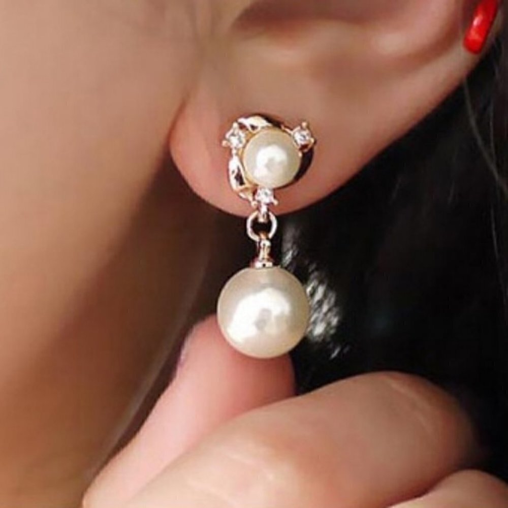 Korean Pearl Crystal Drop earrings jewelry